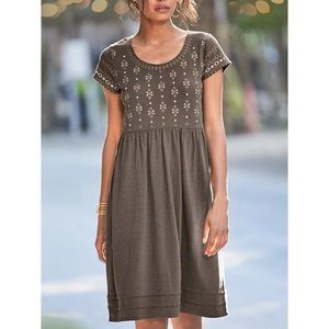 Garnet Hill Brown Embroidered Midi Dress